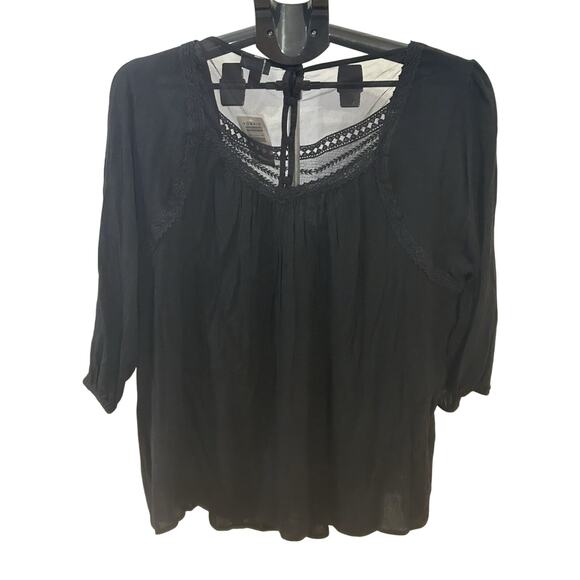 NWT Torrid Black Embroidered Peasant Long Sleeved Blouse Women's size 10 - Picture 2 of 5